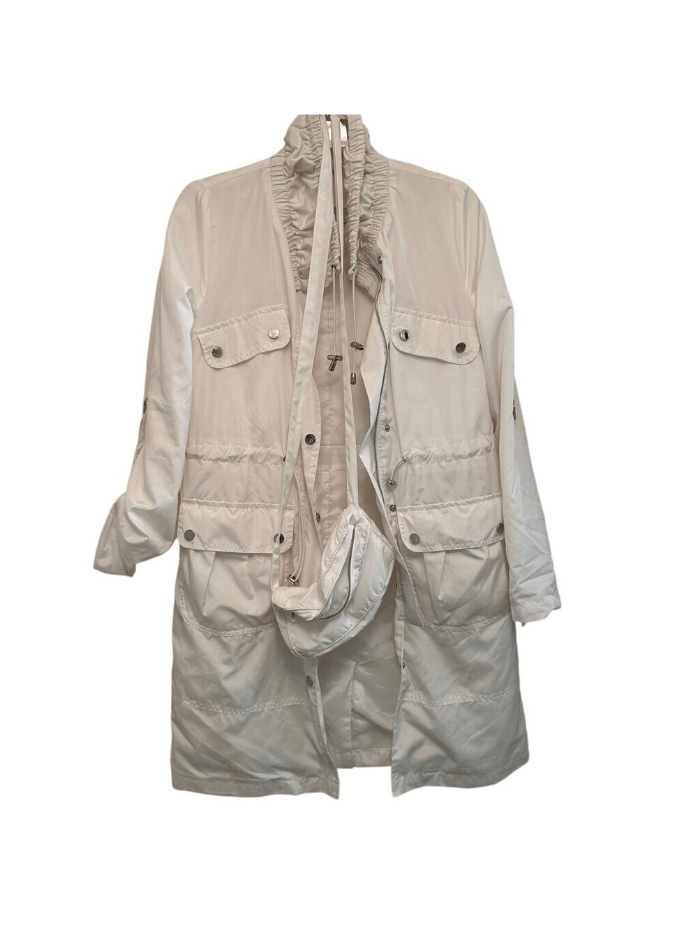 Black Rivet White Rain Coat Size S